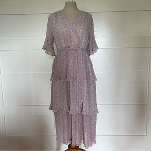 lavender spring/summer floral pleated midi dress